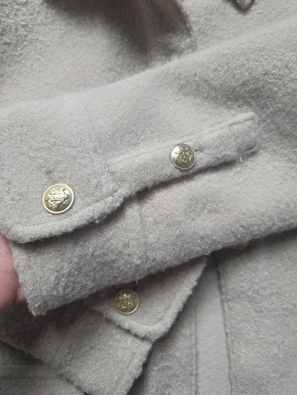 J. Crew Cream Sherpa Shirt Jacket with Gold Buttons